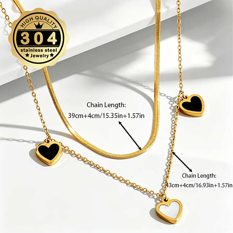 Women's Double Layer Heart Pendant Necklace, Gothic Style